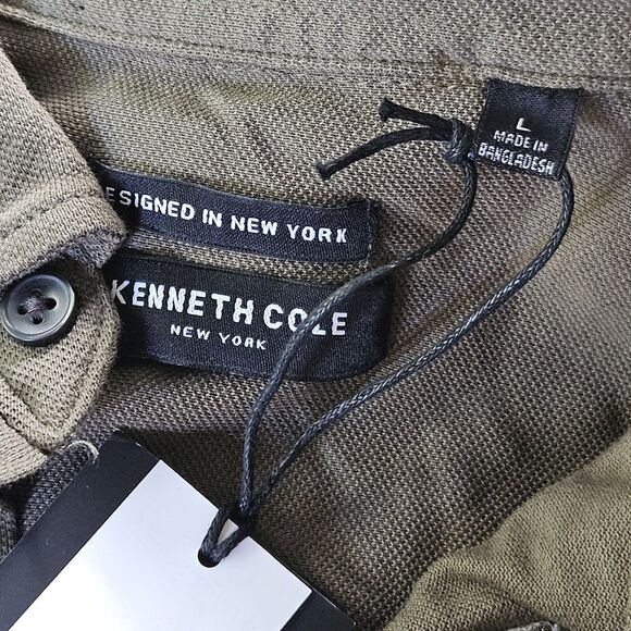 NEW! Kenneth Cole New York Men Techni-Cole Olive Long Sleeve Button Up Size L - Picture 3 of 9